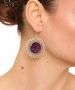 Kiraz Purple Enameled Silver Plated Earring
