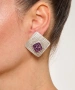 Kiraz Purple Enameled Silver Plated Earring