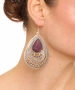 Kiraz Purple Enameled Silver Plated Earring