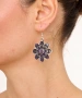 Kiraz Purple Enameled Silver Plated Flower Earring