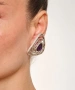Kiraz Purple Enameled Silver Plated Triangle Earring