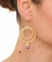 Kiraz Purple Pearl Stoned Gold Plated Earring