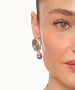 Kiraz Purple Pearl Stoned Silver Plated Earring