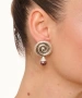 Kiraz Plum Pearl Stoned Silver Plated Earring