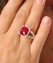 Kiraz Burgundy Crystal Stoned Silver Plated Ring