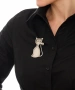 Kiraz Silver Plated Cat Brooch