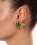 Kiraz Green Stoned Silver Plated Earring