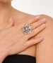 Kiraz Silver Plated Flower Ring