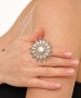Kiraz Silver Plated Flower Ring