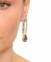 Kiraz Smoked Crystal Stoned Silver And Gold Plated Earring