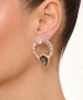 Kiraz Smoked Crystal Stoned Silver Plated Earring