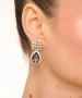 Kiraz Smoked Crystal Stoned Silver Plated Earring