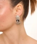Kiraz Smoked Crystal Stoned Silver Plated Earring
