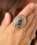 Kiraz Smoked Crystal Stoned Silver Plated Ring