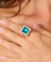 Kiraz Turquoise Crystal Stoned Silver Plated Ring