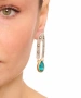 Kiraz Turquoise Crystal Stoned Silver And Gold Plated Earring