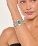 Kiraz Turquoise Crystal Stoned Silver Plated Bracelet