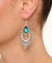 Kiraz Turquoise Crystal Stoned Silver Plated Earring