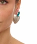Kiraz Turquoise Crystal Stoned Silver Plated Heart Earring