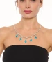 Kiraz Turquoise Crystal Stoned Silver Plated Necklace