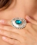 Kiraz Turquoise Crystal Stoned Silver Plated Ring