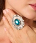 Kiraz Turquoise Crystal Stoned Silver Plated Ring