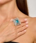 Kiraz Turquoise Crystal Stoned Silver Plated Ring