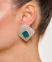 Kiraz Turquoise Enameled  Silver Plated Earring