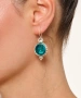 Kiraz Turquoise Enameled  Silver Plated Earring