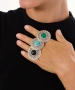 Kiraz Green Stoned Silver Plated Ring