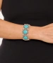Kiraz Turquoise Stoned Elastic Silver Plated Bracelet