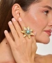 Kiraz Turquoise Stoned Gold Plated Flower Ring