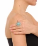 Kiraz Turquoise Stoned Silver Plated Drop Ring