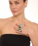 Kiraz Turquoise Stoned Silver Plated Drop Ring