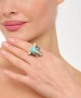 Kiraz Turquoise Stoned Silver Plated Elephant Ring
