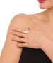 Kiraz Turquoise Stoned Silver Plated Moon Ring