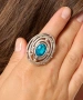 Kiraz Turquoise Stoned Silver Plated Ring