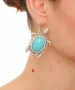 Kiraz Turquoise Stoned Silver Plated Turtle Earring