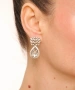 Kiraz White Crystal Stoned Silver Plated Earring