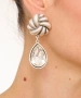 Kiraz White Crystal Stoned Silver Plated Earring