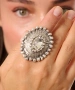 Kiraz White Crystal Stoned Silver Plated Ring