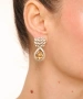 Kiraz Yellow Crystal Stoned Silver Plated Earring