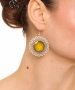 Kiraz Yellow Enameld Silver Plated Earring