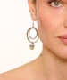 Kiraz Yellow Pearl Stoned Silver Plated Earring