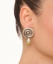 Kiraz Yellow Pearl Stoned Silver Plated Earring