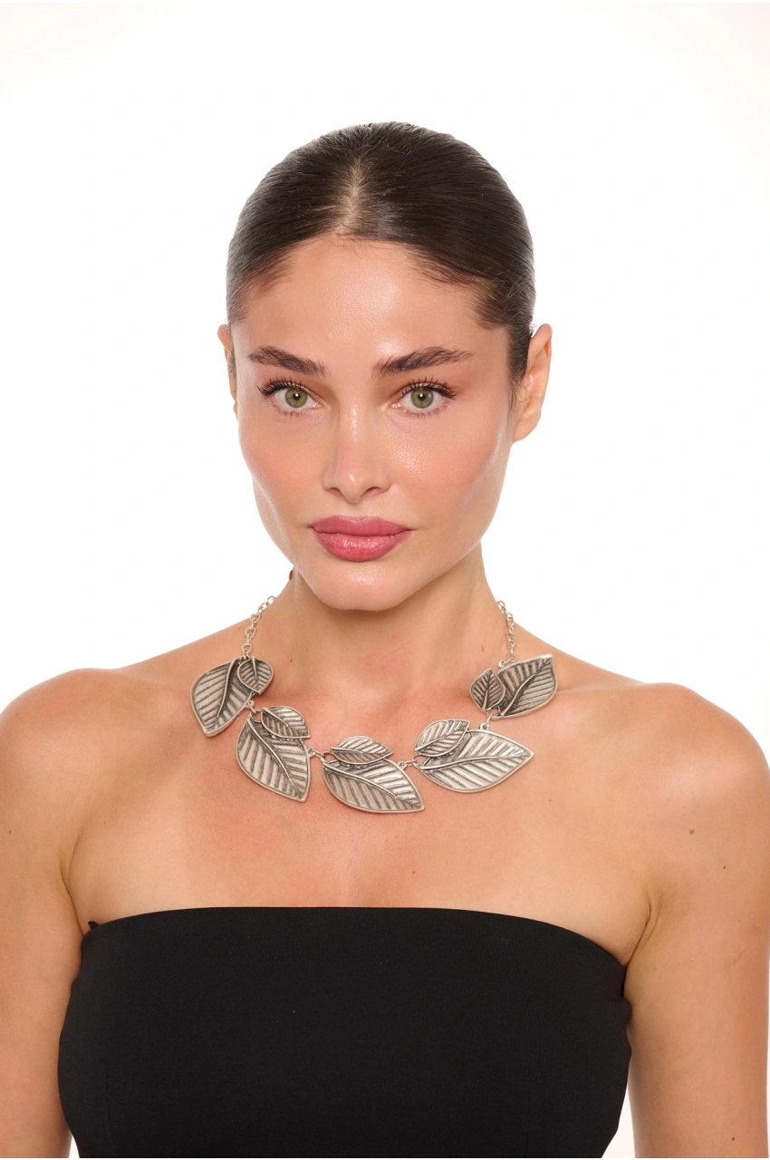Kiraz Leaf Silver Plated Necklace