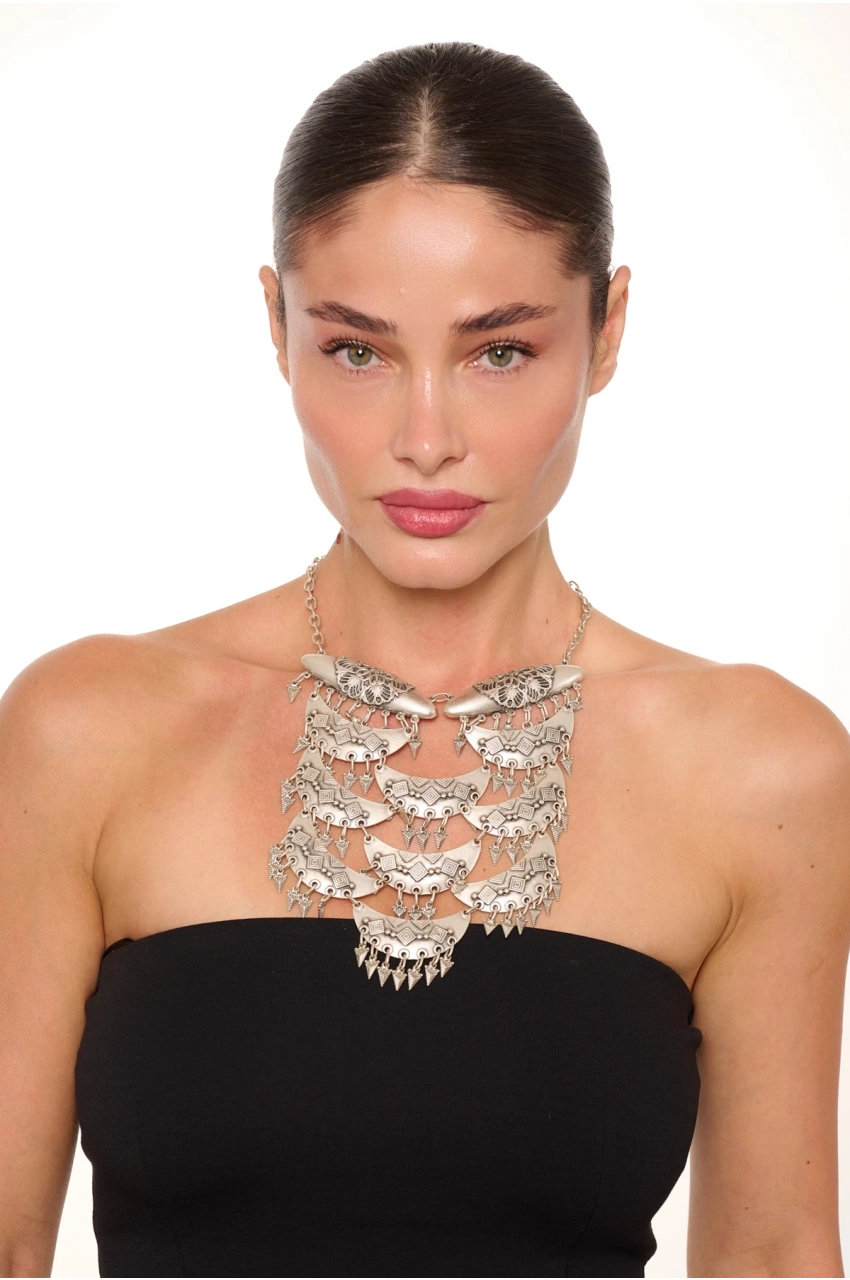 Kiraz Flowing Silver Plated Necklace