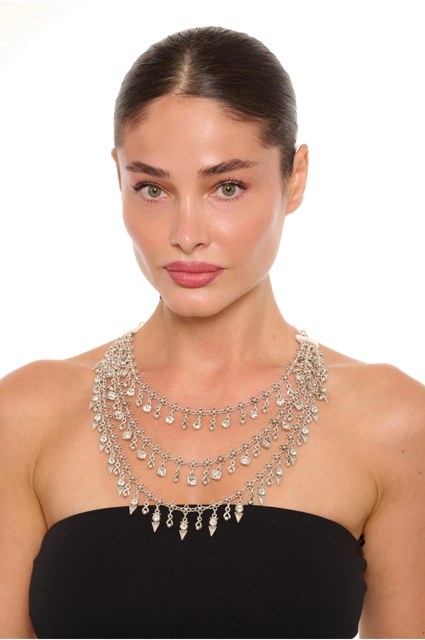 Kiraz Stoned Silver Plated Necklace