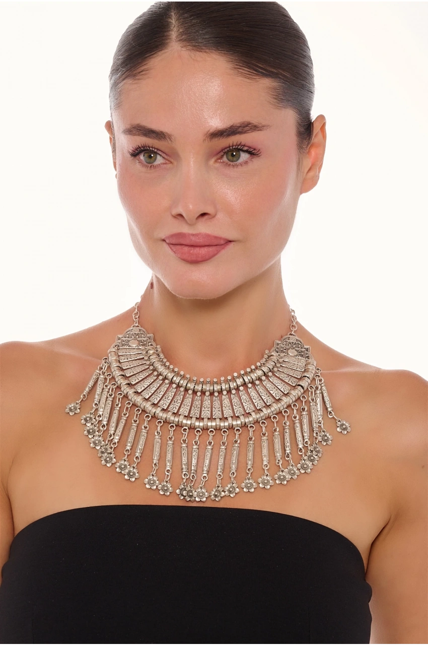 Kiraz Cleopatra Silver Plated Necklace