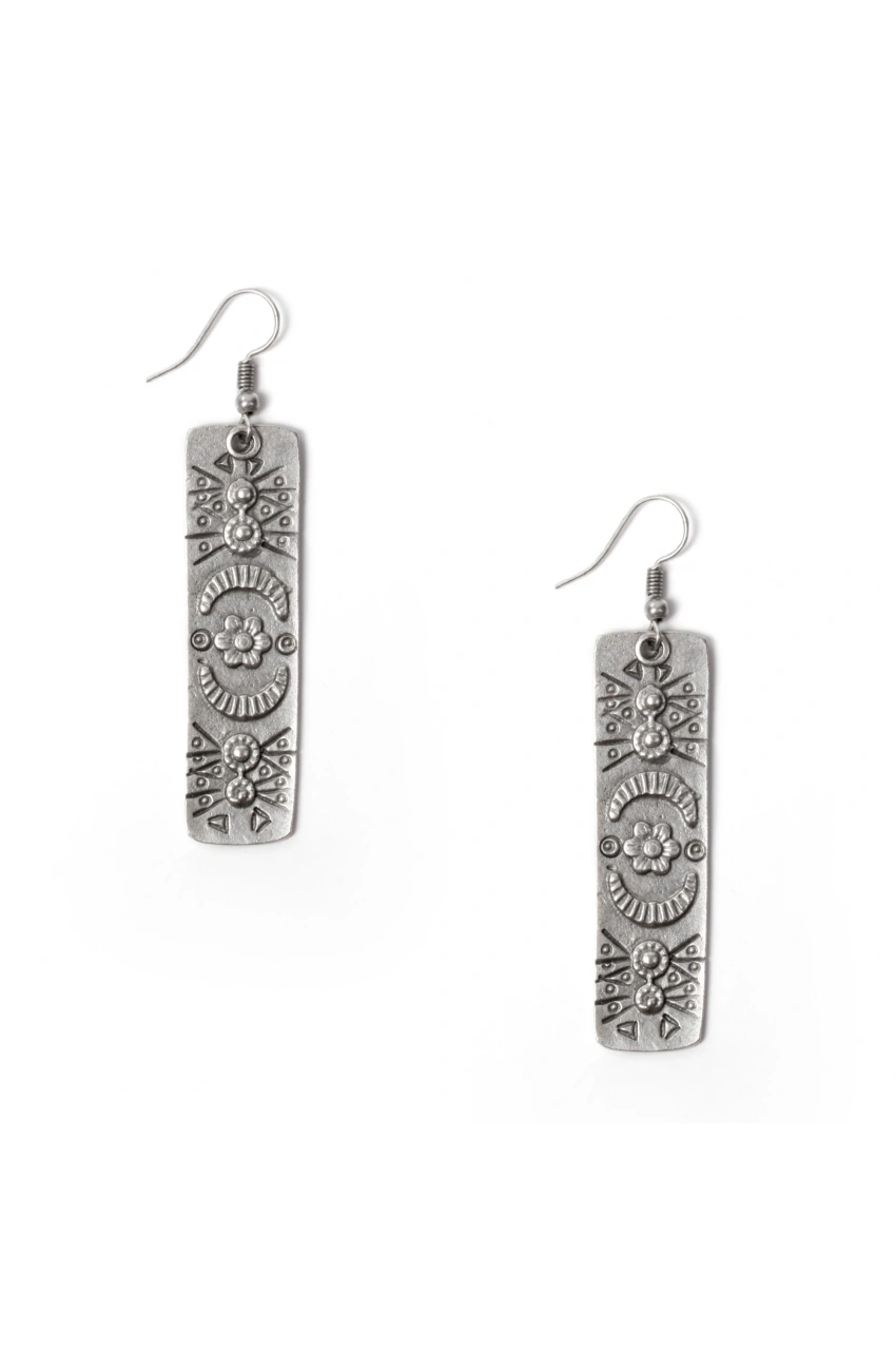 Flower Rectangle Earrings